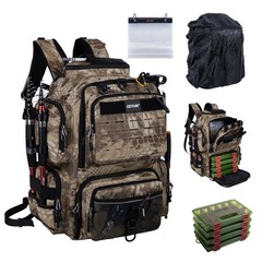 Fishing Backpack with 4 Tackle Boxes,900D Water-Resistant Tackle Backpack wit…