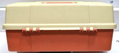 Vintage PLANO #5520 tackle box Made In USA Tan and Brown 13x7x6” very nice!