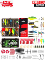 Fishing Lures, Tackle Box with Tackle Included, Fishing Kit with Vibs, Frogs, Mi