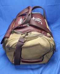 RARE Bass Pro Tracker Fishing Tackle Duffel Bag Canvas Leather Tracker Boats