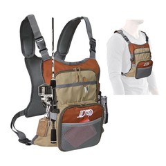 Orange Gray Fly Fishing Chest Pack Lightweight Backpack Tackle Storage Box