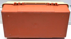 Vintage PLANO #5520 tackle box Made In USA Tan and Brown 13x7x6” very nice!