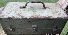 Vintage My Buddy Aluminum Two Tray Tackle Box W Metal Handle Fishing