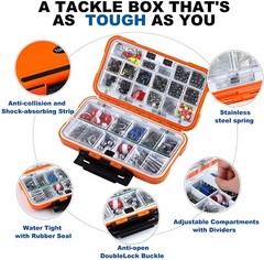 TOPFORT 187/230pcs Fishing Accessories Kit Including Jig Hooks Bullet Bass Ca…
