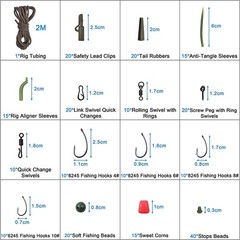 Carp Fishing Equipment Tackle Box Kit 246pcs Include Barbless Hooks, Swivels,…