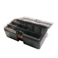 1Pcs Large Capacity Reusable Fishing Lure Box Grey PP Plastic Double Layer
