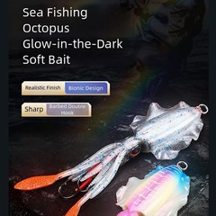 UV Luminous Fishing Lures Soft Squid Trap 15cm 556g for Grouper Red Mullet