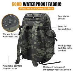 THKFISH Large Capacity Fishing Hunting Backpack Chair with Rod Holder