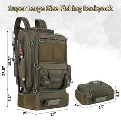BLISSWILL Large Fishing Backpack with Cooler 23.6 x 13 x 9 inches, Army Green