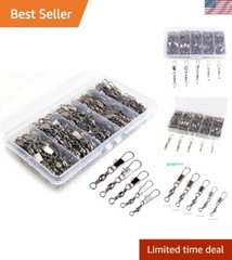 200PCS Professional Fishing Barrel Swivels with Storage Box – Heavy-Duty Design