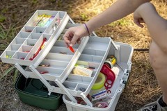 Plano 3-Tray Tackle Box with Dual Top Access, Dark Green Metallic/Off White,