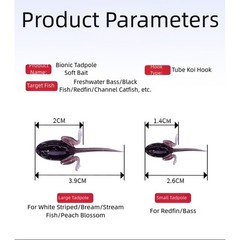 Soft Lure Tadpole Bait for Bass Fishing Topwater Floating with Realistic Design