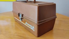 Vintage 1980s Fenwick 1090 Brown Hard Fishing Tackle Box 3 Tray Retro