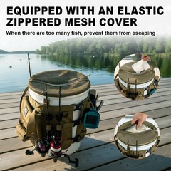 Fishing Bucket Organizer for 5 Gallon Bucket, Waterproof Tackle Bag with 15+ Poc