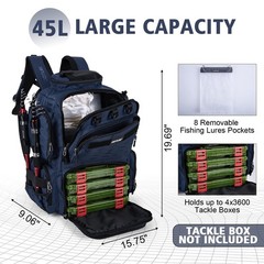 Fishing Backpack,900D Water-Resistant Tackle Backpack with Rod Holders, SBS Z…