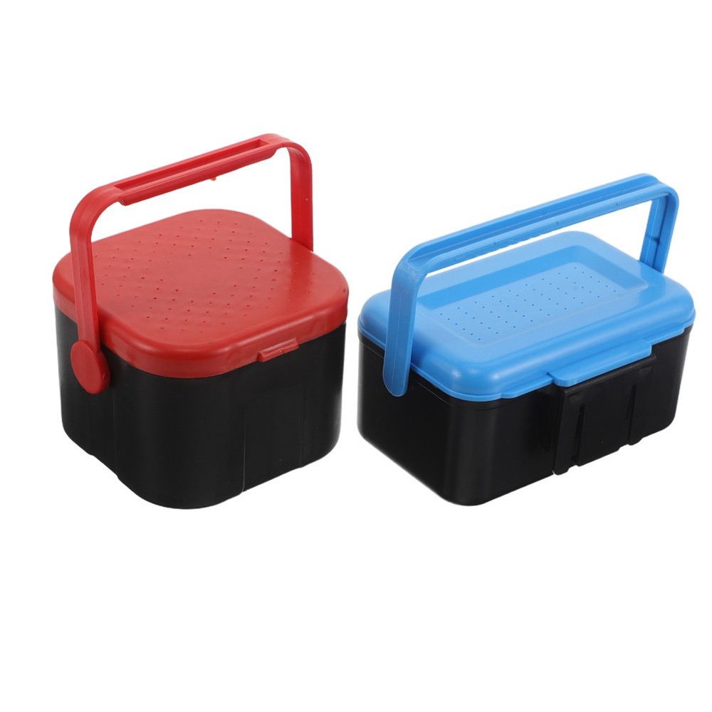 2Pcs Portable Durable Plastic Worm Bait Boxes for Fresh Bait Storage Outdoor