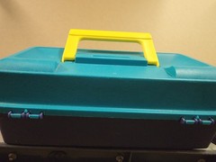 Plano Blue Plastic Tackle Box Hard Case, Removable Tray, 5 Dividers