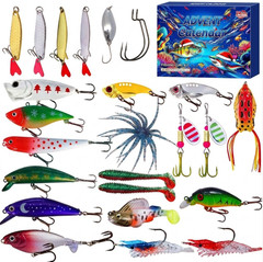 24 pcs Artificial Lure Kit for Bass Trout Freshwater Saltwater Fishing