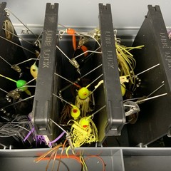 Plano 2301 Hanging Bait Box with 30 Vintage Spinnerbait Lures