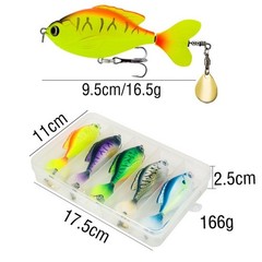 5PCS 9.5cm Topwater Popper Bait with Lifelike Spinner for Bass Fishing