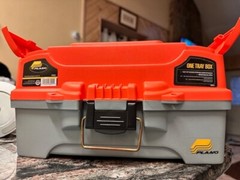 Plano 6201-78 One-Tray Tackle Box With extras 2 jitterbug 1 buzzbait hasps/hooks