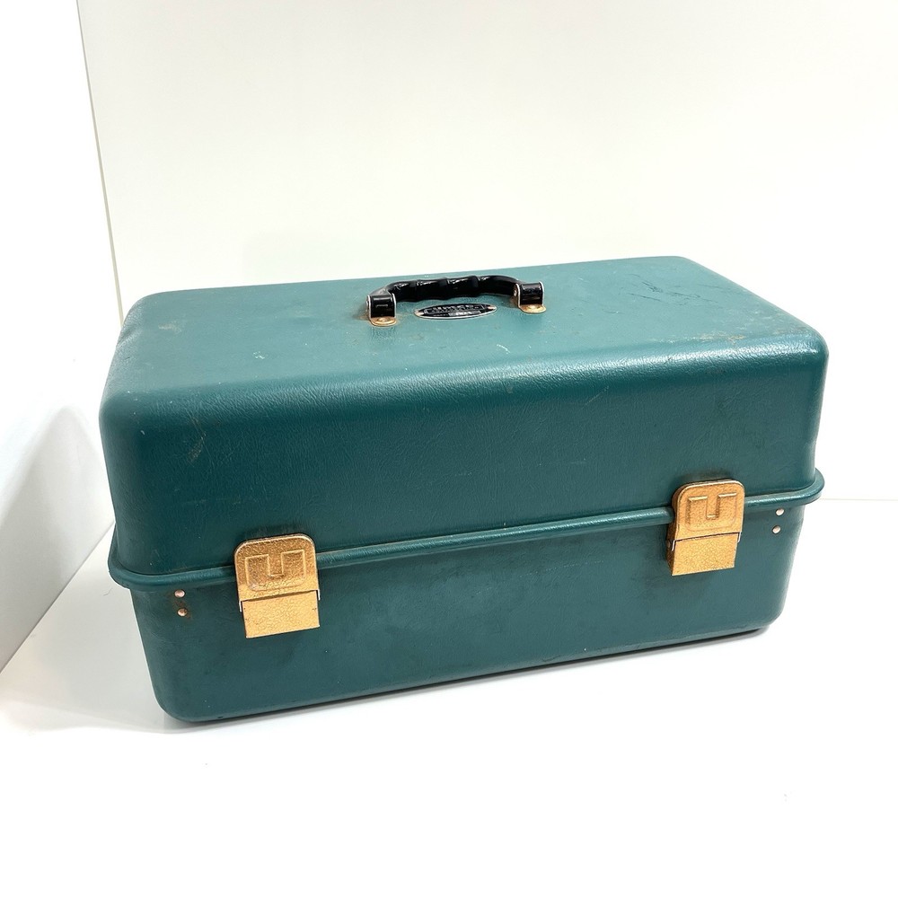 Vtg Umco #MAS Double Latch Storage / Tackle Box No Tray Teal Blue Green Plastic