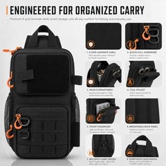 X-PAC Fishing Sling Bag 6L Waterproof Crossbody Tackle Pack with Rod Holder