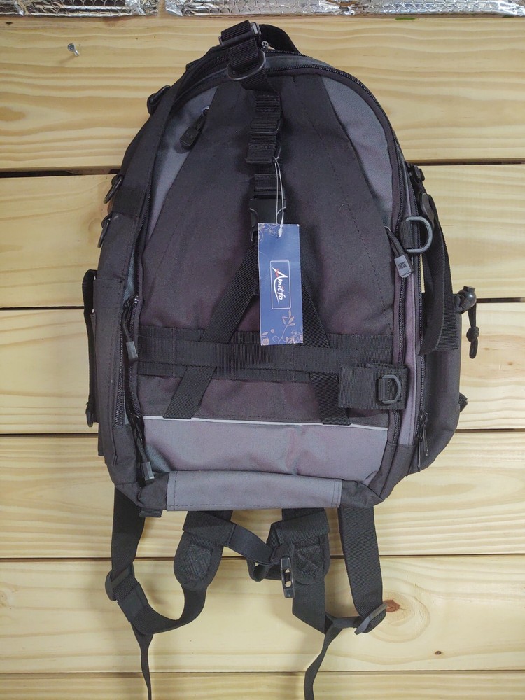 NEW Fishing/Outdoor Backpack, Tackle Bag W/Rod Holder – Large Black Gear Bag