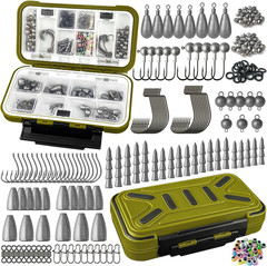 Fishing Accessories Kit, 264/423PCS Fishing Tackle Box with Hooks, Weights