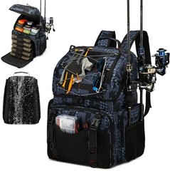 Fishing Backpack, 45L Large Cooler Fishing Tackle bag with Rod Holders & Rain Co