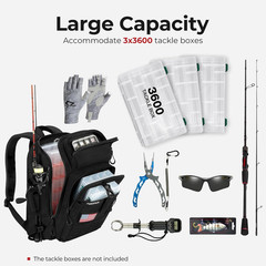 Fishing Tackle Backpack, Rod & Gear Holder, Water-Resistant | 15L