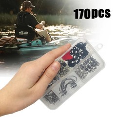 170-410pcs Professional Fishing Kit with Tackle Box, Hooks Sinkers Swivels for B