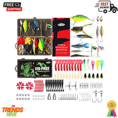 Fishing Lures, Tackle Box with Tackle Included, Fishing Kit with Vibs, Frogs, Mi