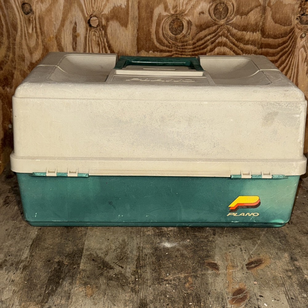 Large Plano 9606 High Hip 6 Tray Tackle Box Green Lid Clean USA Very Nice -T8