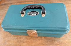 Vintage UMCO 131-U Green Cash Box Tackle Box 1950s 1960s Organizer w/ Tray