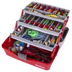 Large Portable 3-Tray Tackle Box – Classic Fishing Lure Organizer, 32 Compartmen