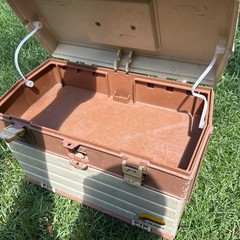 Vintage Plano 757 Tackle Box Fishing Storage Brown/Tan Made In USA 4 Drawers