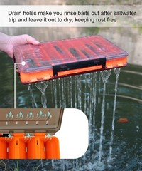 Uxwuy Fishing Lure Box Double Sided 156 cubic inches, Orange, 18 Compartment
