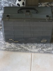 PLANO 2-Tier Over and Under Navy Blue Fishing Tackle Box 16″ x 11″ x 7″ NICE