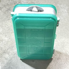Vintage 90s Plano Side Kicks Grey Fishing Tackle Box 2-Sided See-Thru Teal Lids
