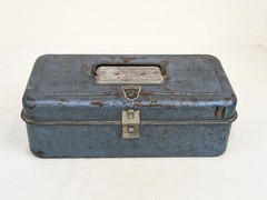 My Buddy #1351 One Tray Tackle Box Vintage Blue-Green Metal Fishing Tool Storage