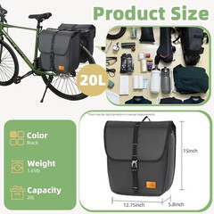 MRSXXNTY 【2PCS】 20L Bike Panniers Bike Bag for Bicycles Panniers B