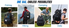 Fishing Tackle Backpack 45L 50cm/19.6in Rod Holders Rain Cover Cooler Bag