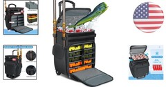Large Rolling Tackle Backpack with Cooler Compartment for Ultimate Fishing Trips