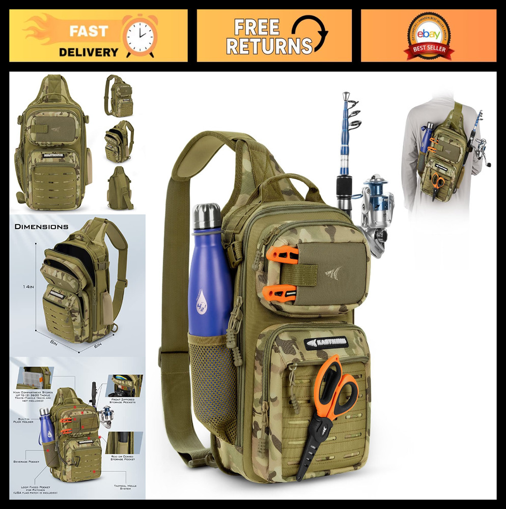 Lightweight Tactical Sling Fishing Backpack – Storage Bag for Gear & Equipment,