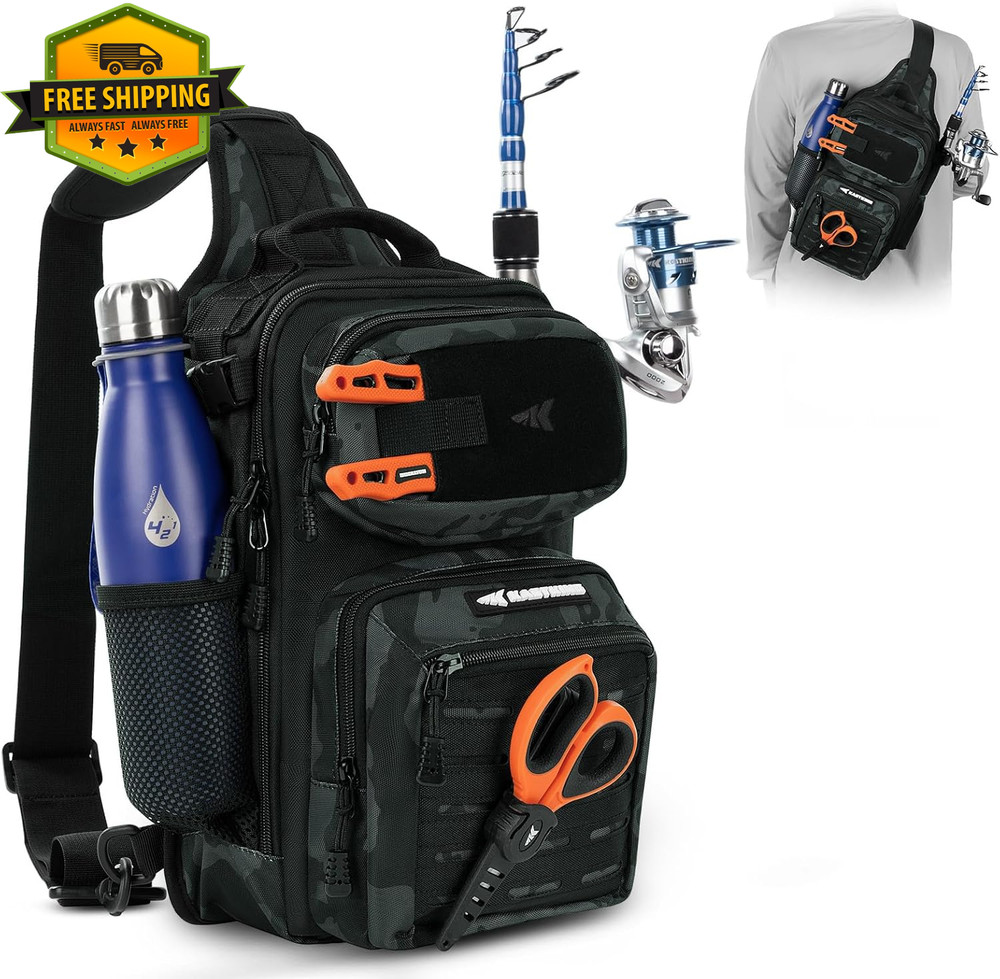 KastKing Blowback Fishing Sling Bag Backpack Rod Holder Molle Genuine Kit