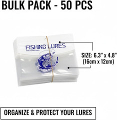 50Pcs Soft Plastic Bait Packaging Bags,Fishing Hook Package Storage Bags, 6″X4″