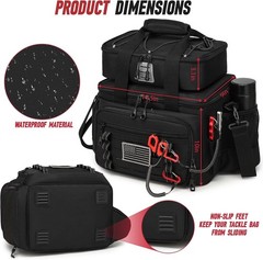 Waterproof 20L Fishing Tackle Bag with 4 Tackle Boxes & Detachable Reel Pouch