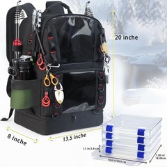 Fishing Tackle Backpack with 4 Tackle Boxes,45L Large Tackle Bag with 2 Rod H…