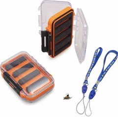 Deep Time Water Resistant Small Fly Fishing Fly Box Set 2 Pack w/ Bee Fly Lure